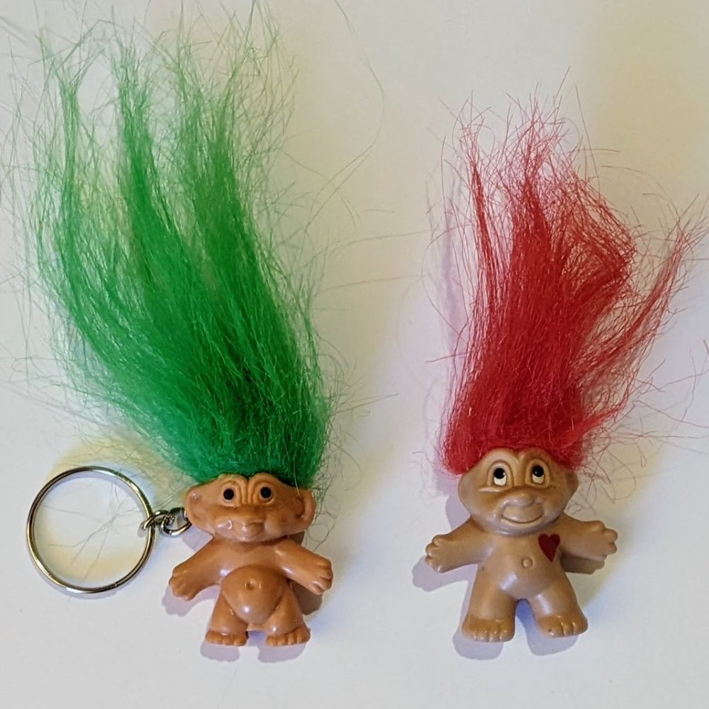 Vintage Troll Pencil Toppers Green Hair Red Hair 1990s